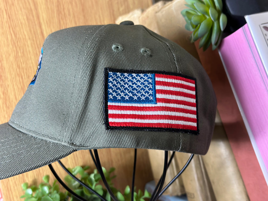 Eagle Baseball Hat with US Flag 