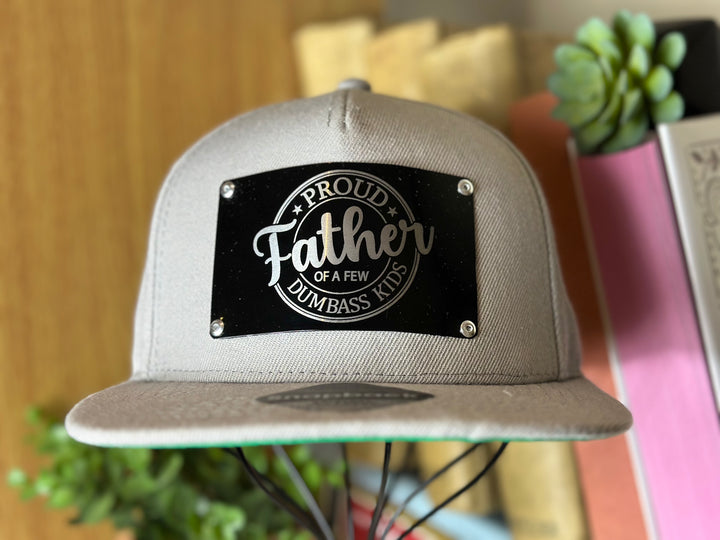 Father Metal Plate Snapback Hat