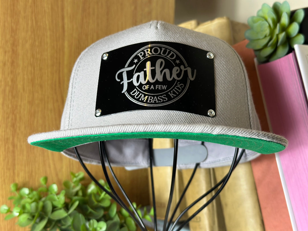 Father Metal Plate Snapback Hat