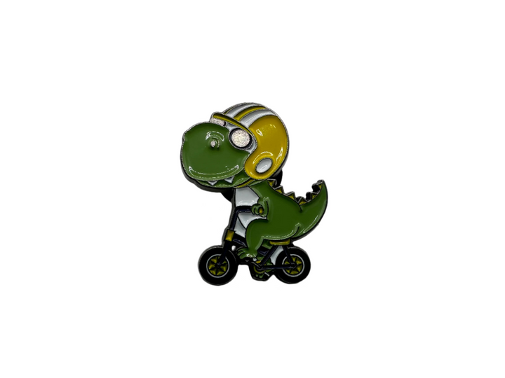 Cycling Green Dinosaur Pin