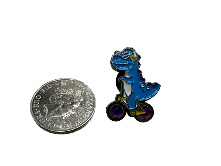 Cycling Blue Dinosaur Pin